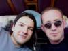 Blendi and Zac taking a break from Zac's "useless English" van seminar.