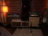 The winning set up for tracking solos on the upcoming CD - Marshall 100 Super Lead screaming on "11," Vox AC30 running with a touch of "hair" on it.  Dangerously loud!